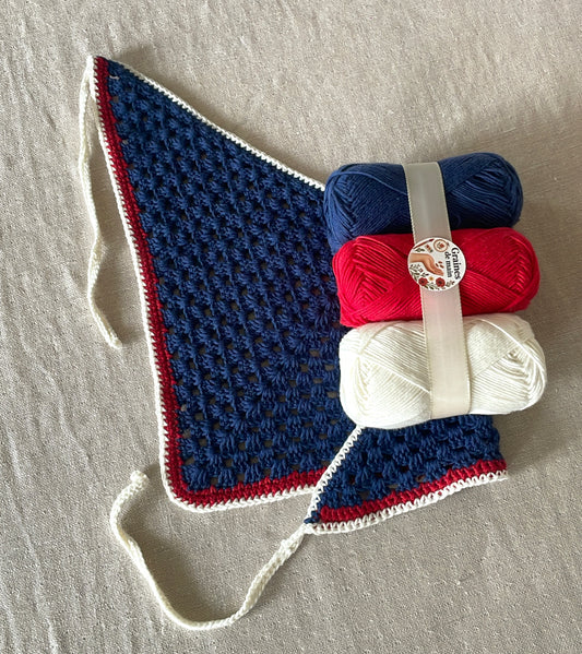 Bandana bleu, rouge & écru